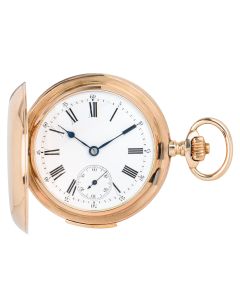 A Swiss Rose Gold Erotic Automaton Full Hunter Quarter Repeater Keyless Lever Pocket Watch C1890s