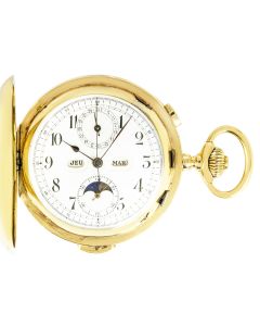 Schwab Loeillet. A Gold Hunter Minute Repeater Calendar Chronograph Pocket watch C1890
