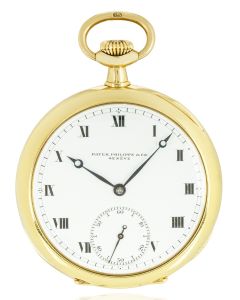 Patek Philippe. A Rare Gold Open Face Pocket watch and Chain C1890