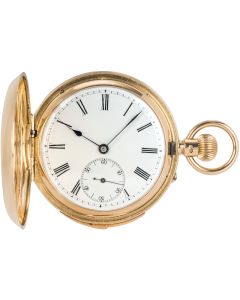 Le Coultre Gold Keyless Lever Minute Repeater Full Hunter Pocket Watch C1884